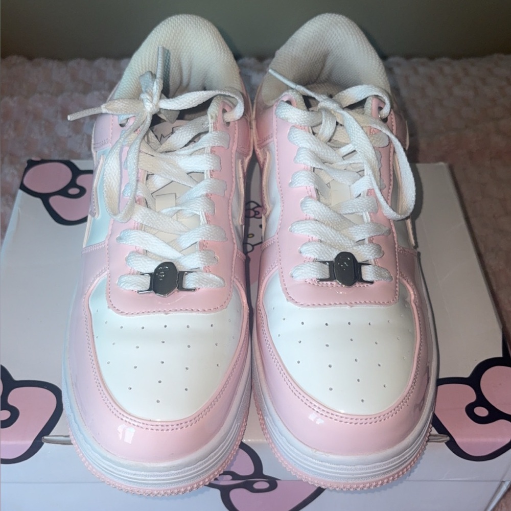 Bape Hello Kitty Pink and White Athletic Shoes